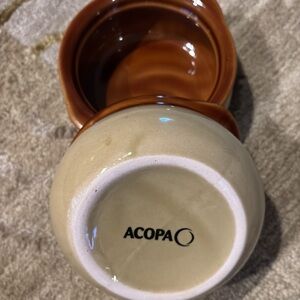 ~Acopa~ Set of 2 Two Tone 10 oz. Onion Soup Stoneware Crock / Bowl Bowls